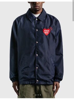 Human Made Navy Windbreaker with Red Heart Logo